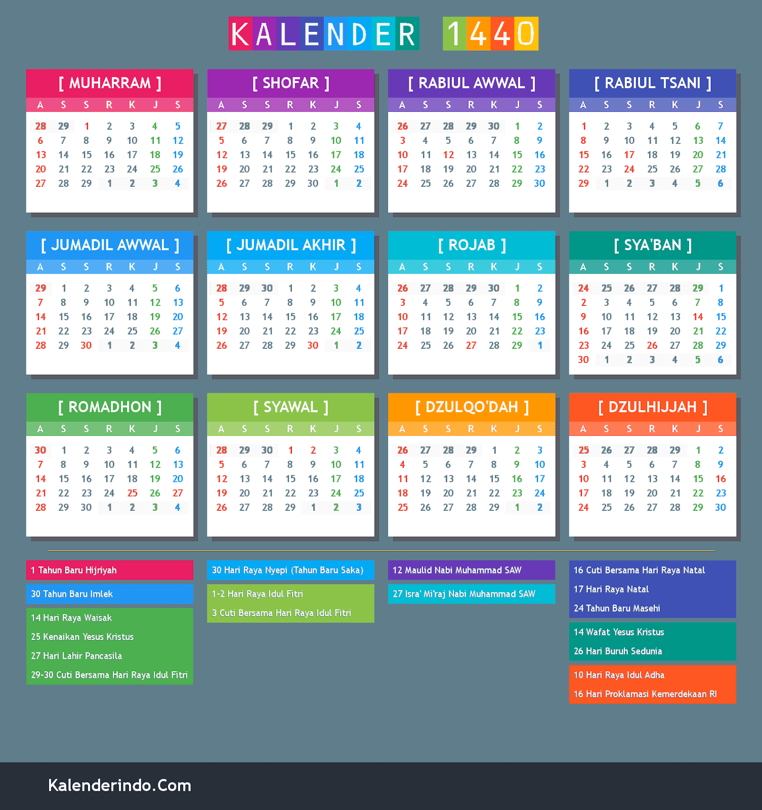 2019 islamic calendar